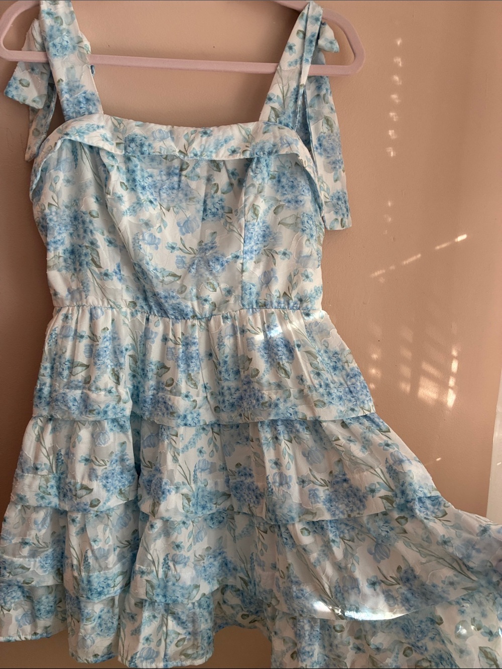 Altar’d State Dress Women's Blue Floral Tiered Mini Sundress — Large